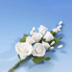 Cascade Rose Spray 26cm Ivory