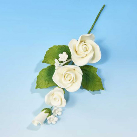 Hamilworth Open Rose x4 Spray Medium Ivory