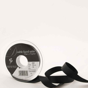 Ribbon 15mm Black Double Satin 50m Spool Ribbon 15mm Black Double Satin 50m Spool