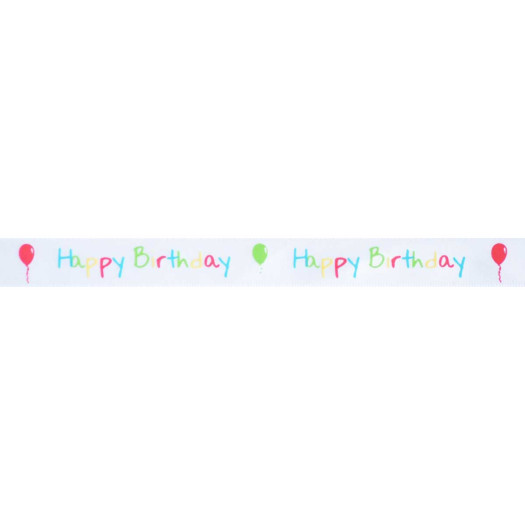 Jomil Ribbon 15mm Happy Birthday Rainbow
