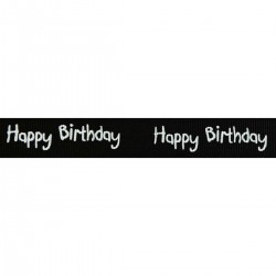 Ribbon 15mm Happy Birthday Black