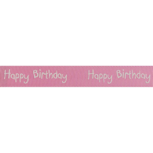 Jomil Ribbon 15mm Happy Birthday Pink