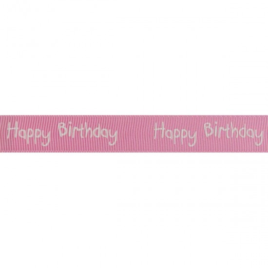 Jomil Ribbon 15mm Happy Birthday Pink