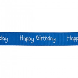 Ribbon 15mm Happy Birthday Royal Blue