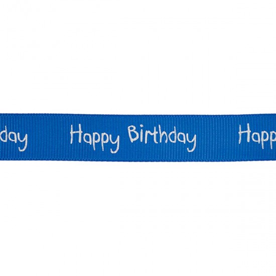 Jomil Ribbon 15mm Happy Birthday Royal Blue