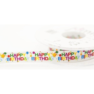 Ribbon 15mm Happy Birthday Rainbow Ribbon 15mm Happy Birthday Rainbow