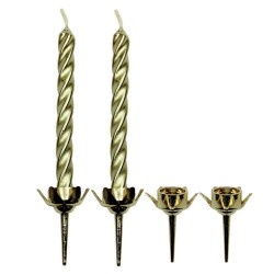 Candle & Holder Gold Twist x10