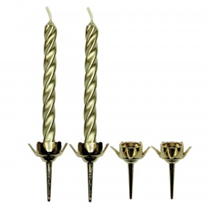 Candle & Holder Gold Twist x10