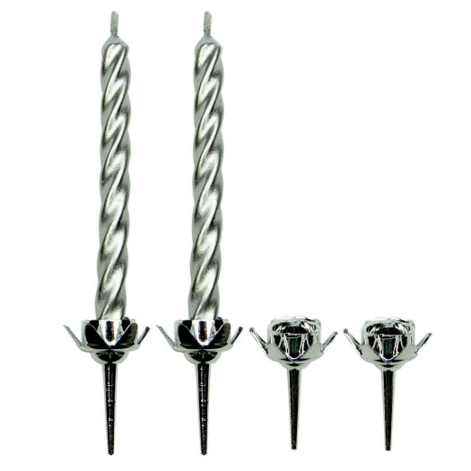 PME Candle & Holder Silver Twist x10 PME Candle & Holder Silver Twist x10