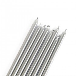 Candle & Holders Extra Tall Silver x16