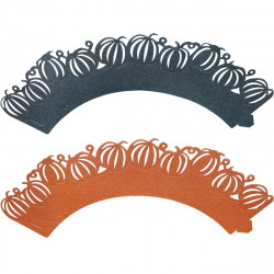 Cupcake Wrappers x6 Pumpkin:3 Orange & 3 Black