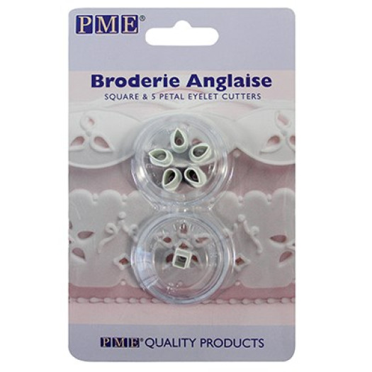 PME Broderie Anglaise Cutter Set Square & 5-Petal Eyelet PME Broderie Anglaise Cutter Set Square & 5-Petal Eyelet