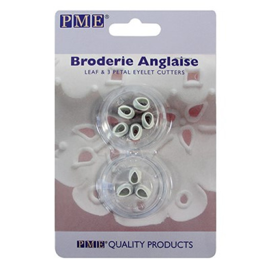PME Broderie Anglaise Cutter Set Leaf & 3-Petal Eyelet PME Broderie Anglaise Cutter Set Leaf & 3-Petal Eyelet