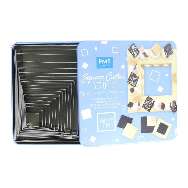 PME Square Stainless Steel Cutters - Set of 19 PME Square Stainless Steel Cutters - Set of 19