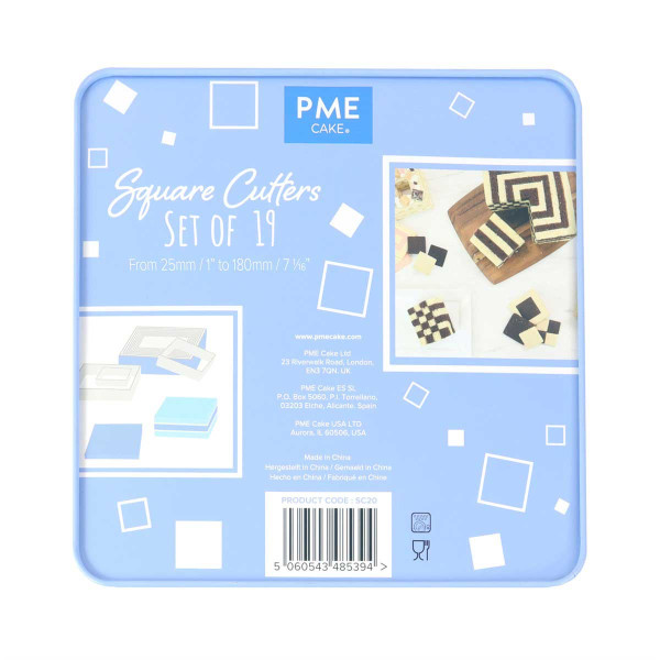 PME Square Stainless Steel Cutters - Set of 19 PME Square Stainless Steel Cutters - Set of 19