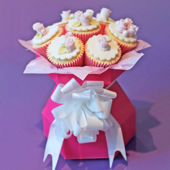 Purple Cupcakes Cupcake Bouquet Box Cerise Pink