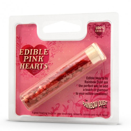 Rainbow Dust Edible Hearts Pink