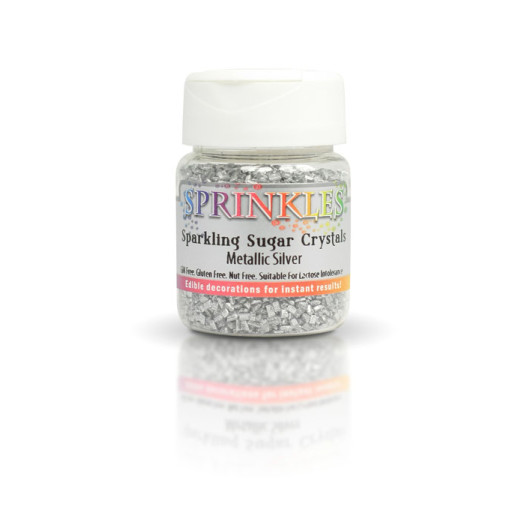 Rainbow Dust Sprinkles Sparkling Sugar Crystals Metallic Silver 50g Rainbow Dust Sprinkles Sparkling Sugar Crystals Metallic Silver 50g