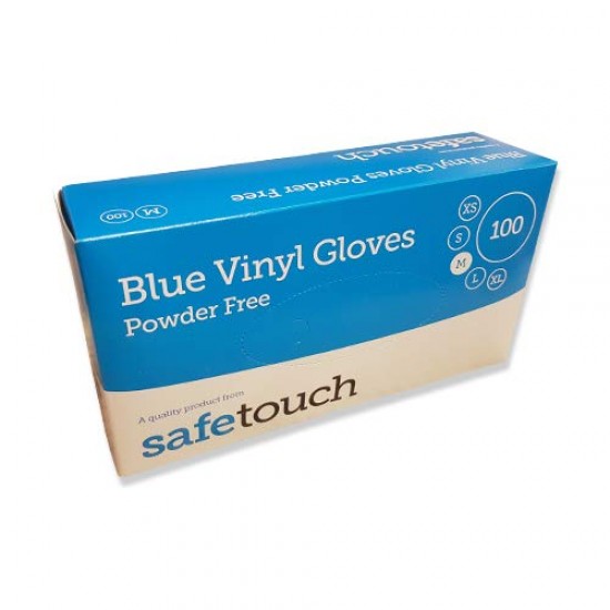 Safetouch Disposable Gloves Blue Vinyl Powder-Free Medium x100