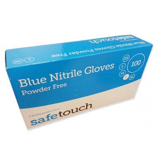 Safetouch Disposable Gloves Blue Vinyl Powder-Free Large x100