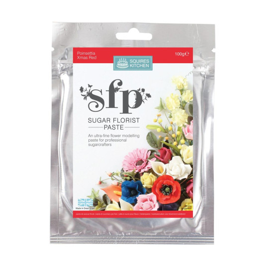 Squires Kitchen Sugar Florist Paste Poinsettia (Christmas Red) 100g Squires Kitchen Sugar Florist Paste Poinsettia (Christmas Red) 100g