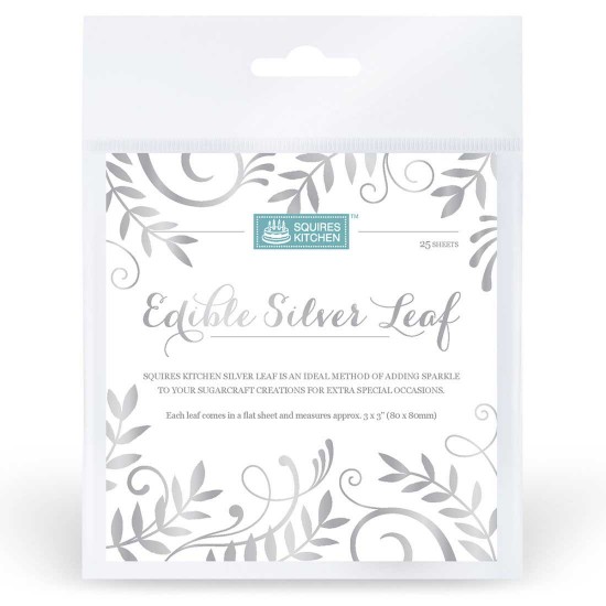 Squires Kitchen Edible Silver Leaf Sheets 8cm x25