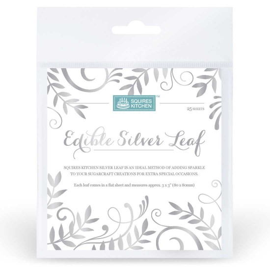 Squires Kitchen Edible Silver Leaf Sheets 8cm x25