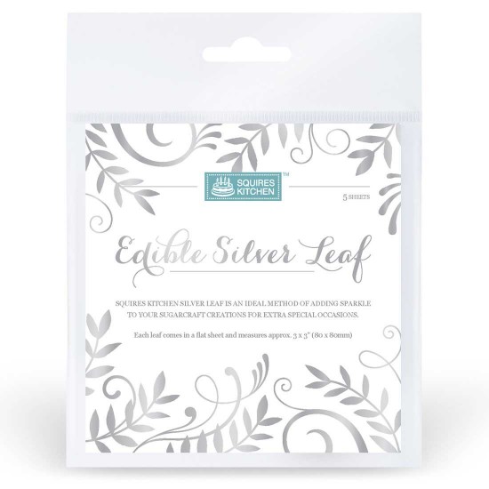 Squires Kitchen Edible Silver Leaf Sheets 8cm x5