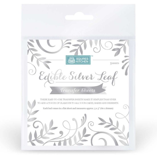Squires Kitchen Edible Silver Leaf Transfer Sheets 8cm x5