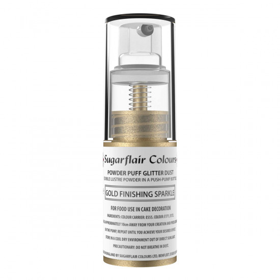Sugarflair Colours Glitter Dust Pump Spray Gold Finishing Sparkle 10g