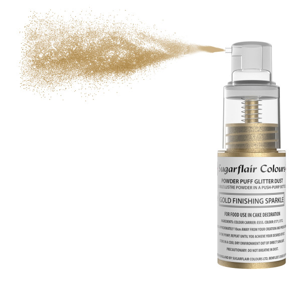 Sugarflair Colours Glitter Dust Pump Spray Gold Finishing Sparkle 10g Sugarflair Colours Glitter Dust Pump Spray Gold Finishing Sparkle 10g