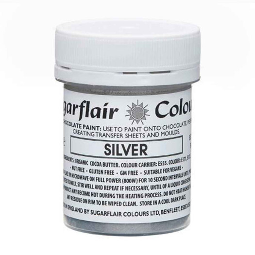 Sugarflair Colours Chocolate Paint Silver 35g Sugarflair Colours Chocolate Paint Silver 35g