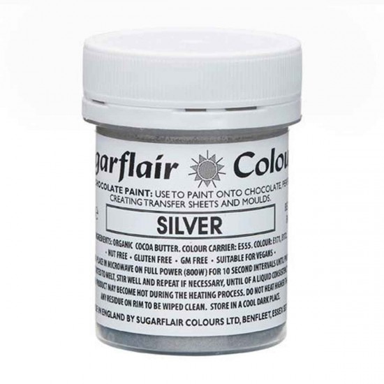 Sugarflair Colours Chocolate Paint Silver 35g