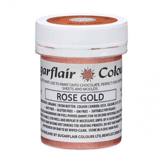 Sugarflair Colours Chocolate Paint Rose Gold 35g