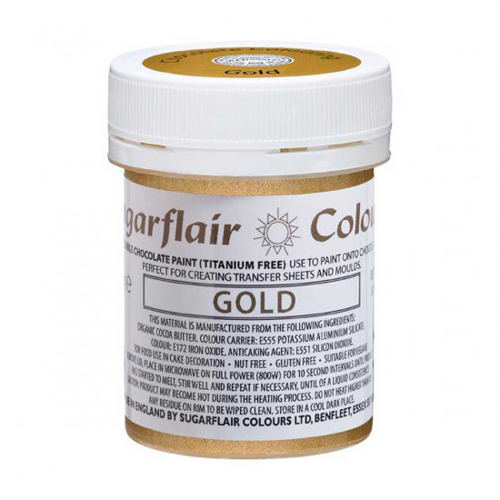 Sugarflair Colours Chocolate Paint Gold 35g E171 FREE