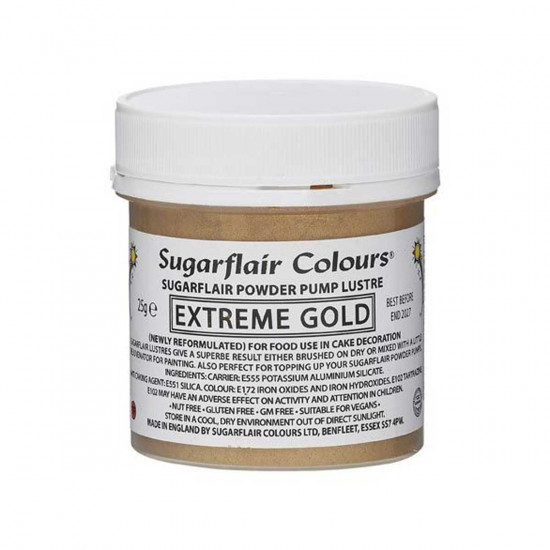 Sugarflair Colours Glitter Dust Extreme Gold Refill 25g E171 FREE