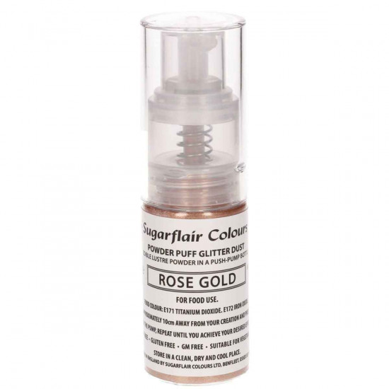 Sugarflair Colours Glitter Dust Pump Spray Rose Gold Lustre 10g