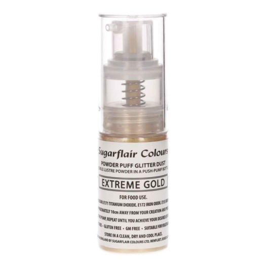 Sugarflair Colours Glitter Dust Pump Spray Extreme Gold 10g