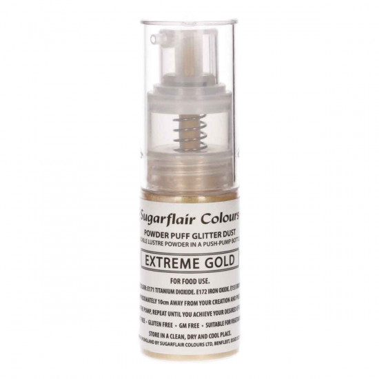 Sugarflair Colours Glitter Dust Pump Spray Extreme Gold 10g