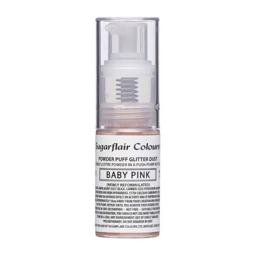 Sugarflair Colours Powder Puff Glitter Dust Pump Spray Baby Pink 10g Sugarflair Colours Powder Puff Glitter Dust Pump Spray Baby Pink 10g