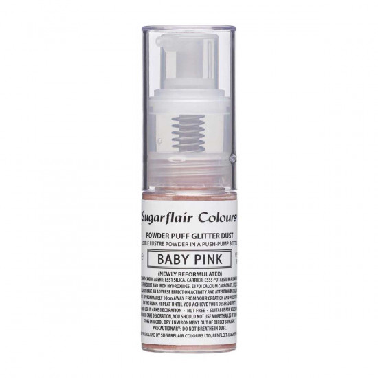 Sugarflair Colours Powder Puff Glitter Dust Pump Spray Baby Pink 10g