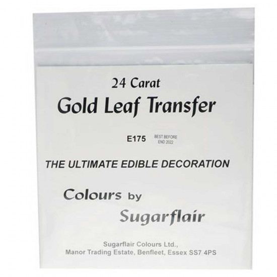 Sugarflair Colours Edible Gold Leaf Transfer Sheet 8cm x1