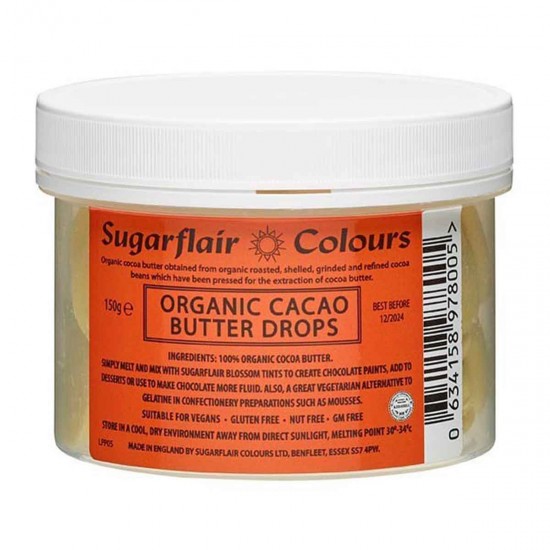 Sugarflair Colours Organic Cacao Butter Drops 150g