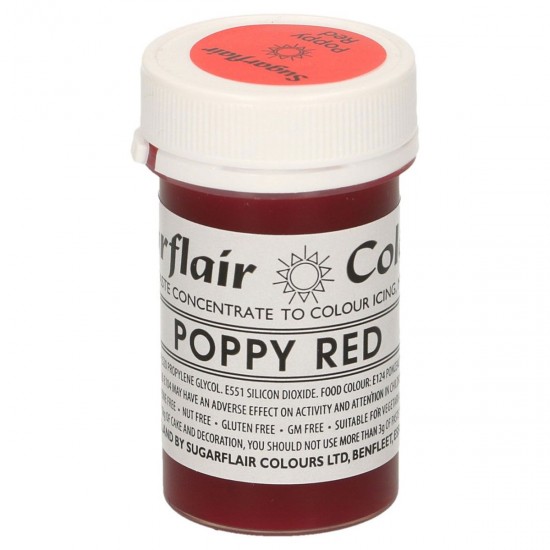 Sugarflair Colours Tartranil Paste Poppy Red (Tartrazine Free) 25g